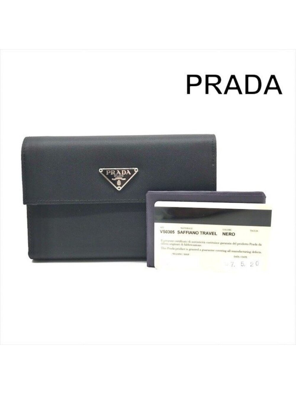 Prada Nylon Trifold Wallet Black Coin Purse Billfold